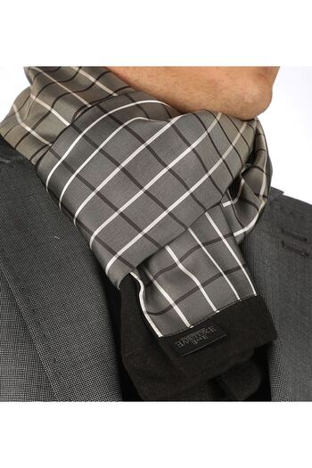 Exve Exclusive Beige White Checkered Double Sided Scarf