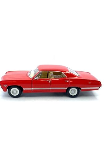 Kinsmart Çek Bırak 1967 Chevrolet Impala ( Kırmızı ) Oyuncak Araba