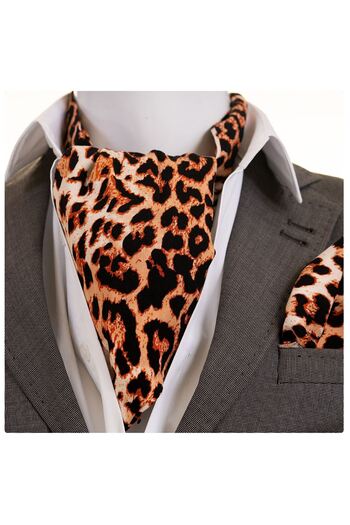 Exve Exclusive Brown, Beige and Black Leopard Patterned Natural Viscose Scarf Handkerchief Set