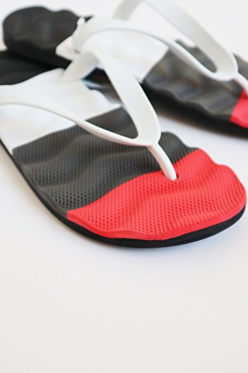 Bermody Men's Comfortable Wavy Red Flip Flops Beach Slippers Flip Flops