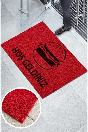 Paspas Yap Hamburger Logo Restaurant Buffet Workplace Curly Doormat