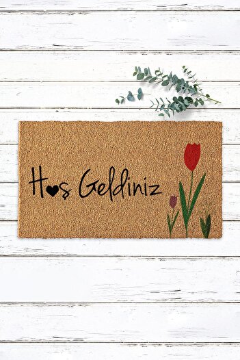 Paspas Yap Koko Doormat Door Mat Door Mat PVC Base Colored Lavender Welcome Written