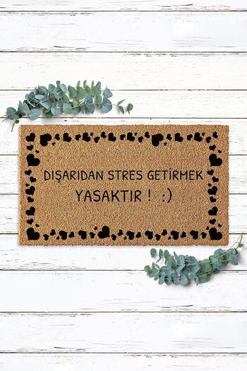 Paspas Yap Heart Frame Prohibited Bringing Stress Outside Mat Koko Mat Outside Door Mat Bristle Mat