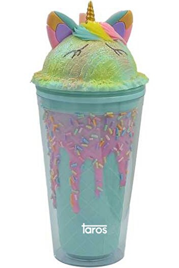 TAROS KIRTASİYE Unicorn Taros Milkshake Glass with Straw