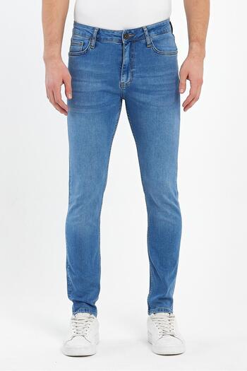 EXPLODE Light Blue Skinny Fit Men's Denim Trousers - Lycra