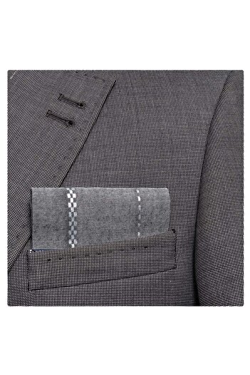 Exve Exclusive Gray Checkerboard Patterned Linen Folded Ready-to-Use Pocket Collar Blazer Handkerchief