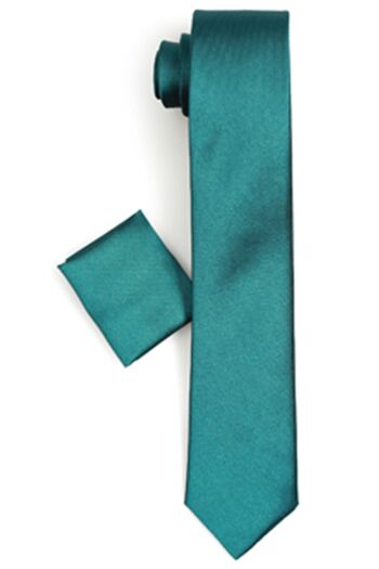 Varetta Emerald Green Men's Slim Fit Tie - Slim Fit and Handkerchief