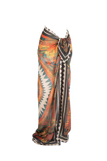 AQUABERRY Beach Momo Patterned Pareo - Non-Show Shiny Fabric - 140X140 cm