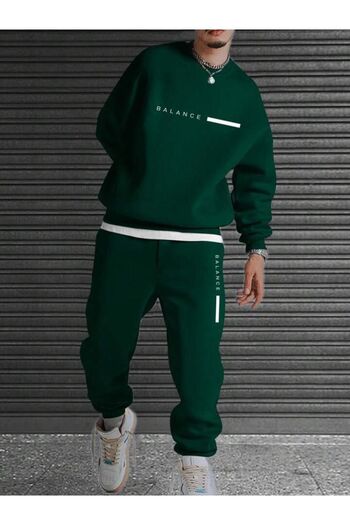 CAST COLLECTİON Green Balance Printed men's Tracksuit Set