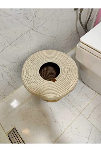 ModaCardin Natural and Natural Jute and Straw Trash Can - Modern Bucket for Kitchen and Bathroom