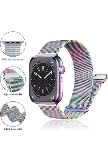 Nezih Case Apple Watch Series 2/3/4/5/6/7/8/9/Se/Ultra Compatible 42/44/45/49mm Milanes Mesh Metal Set of 2 Cords