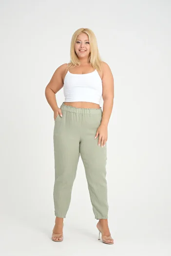 Dejabrew Jeans Green Muslin Trousers - Elastic Waist, a019-2