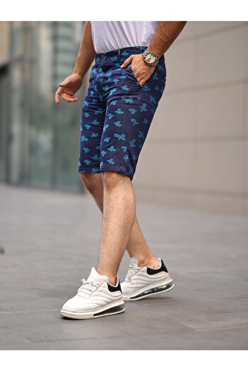 comstar Men's High Waist Basic Summer Tight Navy Capri Shorts