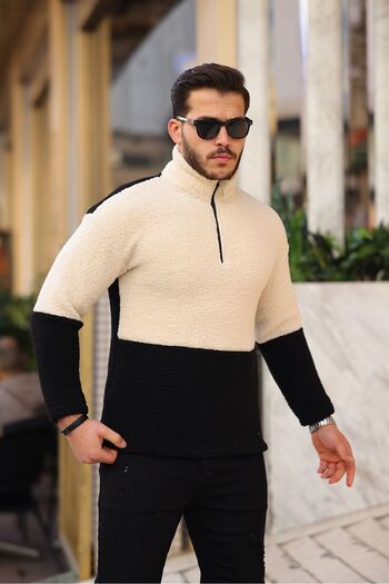 comstar Half Zipper Double Color Plush Sweatshirt