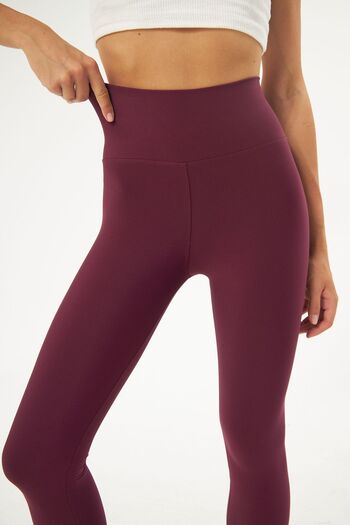 comstar Women's High Waist Basic Gathering Fuchsia Sports Leggings