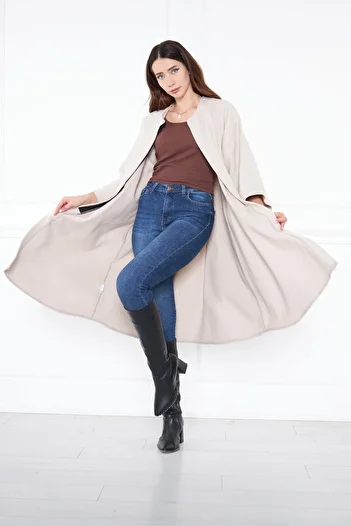 comstar Women's Trend Oversize Long Sleeve Stylish Gray Cashmere Poncho