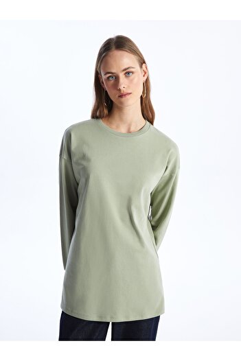 LC Waikiki Oversize dámská mikina tunika - Crew Neck Plain Cut
