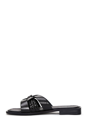 Derimod Black Leather Women's Slippers - 24sfd330118