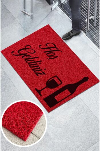 Paspas Yap Wine Glass Logo Housing Restaurant Workplace Curly Doormat