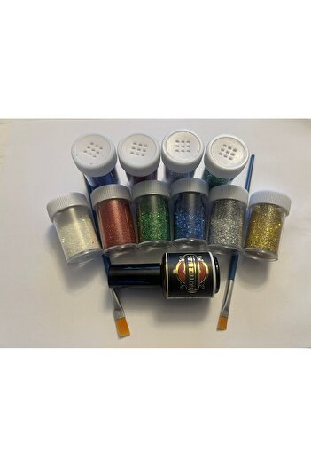 Airbrush Tattoo Simli Dövme Glitter Tattoo Kit 10 tüp Sim 100 şablon hediyeli Mega Paket