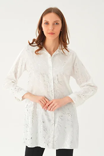 Rays 4233A Model PAtterned White CAsuAl Tunic