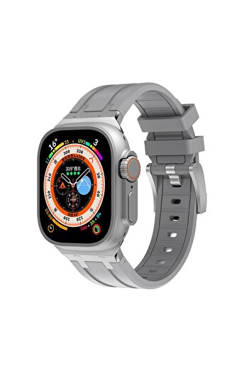 Nezih Case Apple Watch Seri 2/3/4/5/6/7/8/9/se/ultra/ultra2 42mm 44mm 45mm 49mm Metal Toka Silikon Kordon