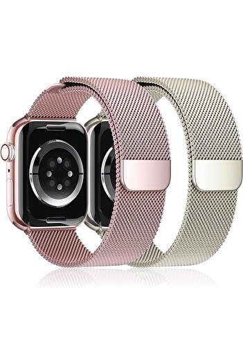Nezih Case Apple Watch Series 2/3/4/5/6/7/8/9/Se/Ultra Compatible 42/44/45/49mm Milanes Mesh Metal Set of 2 Cords