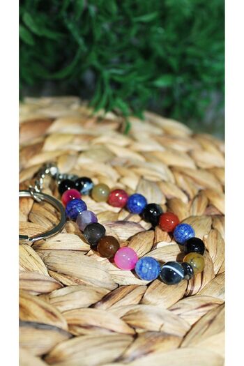 Esre Doğaltaş Takı Colorful Agate Facet Keychain