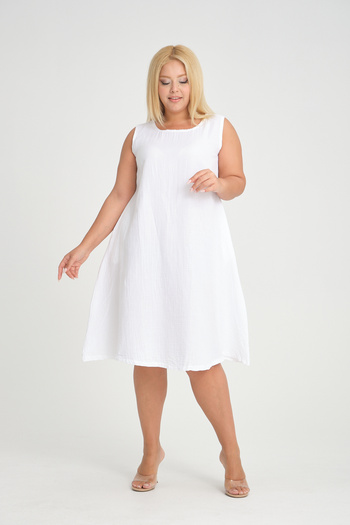 Dejabrew Jeans Muslin White Sleeveless Flared Midi Dress
