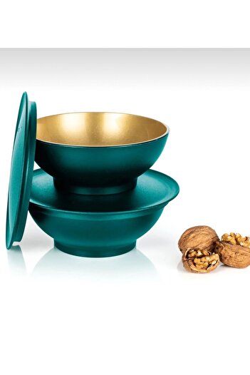 Tupperware ALLEGRA BOWL SWEETY BOWL SET OF 2 WATER GREEN-GOLD 275ML