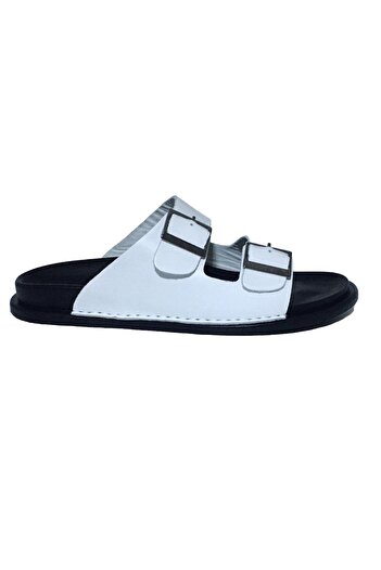 Taşpınar Ayakkabı Taşpınar Men's Summer Slippers - 100% Genuine Leather, Double Buckle, Adjustable Comfort 40-44