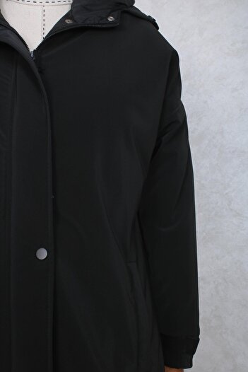 Kayra Stand Collar Hooded Coat