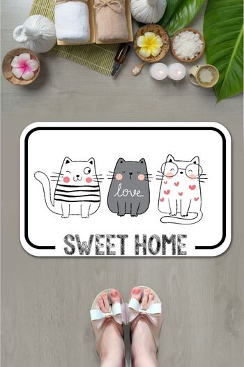 DEKOMOD Decorative Digital Printed Non-Slip Leather Base Door Front Shower Cabin Toilet Seat Front Mat
