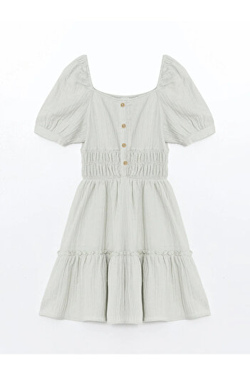 LC Waikiki Lcw Kids - Girl's Square Neck Short Sleeve Dress