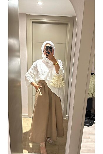 tafta Camel Gabardin Etek
