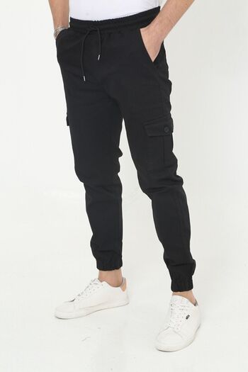 comstar Men's Elastic Waist Narrow Leg Black Jogger Pants
