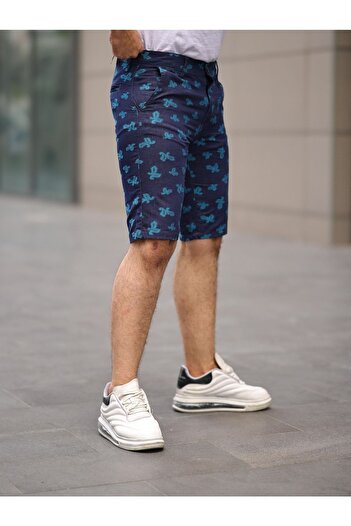 comstar Men's High Waist Basic Summer Tight Navy Capri Shorts