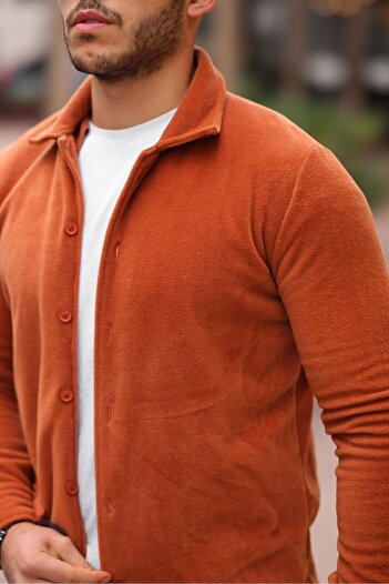 comstar Men's Basic Long Sleeve Tight Cotton Coffee Fleece Shirt