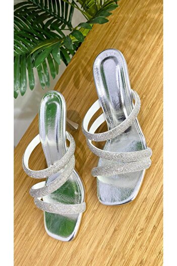 PUNTO 458278   Stone Detailed Heeled Evening Dress Slippers