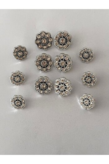 ODDA TASARIM ATÖLYESİ Metallized Crystal Stone Patterned Blazer Jacket and Dress Button Set