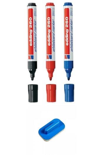 Edding 3 Pieces 260 Model Bronze Eraser Wooden Pen
