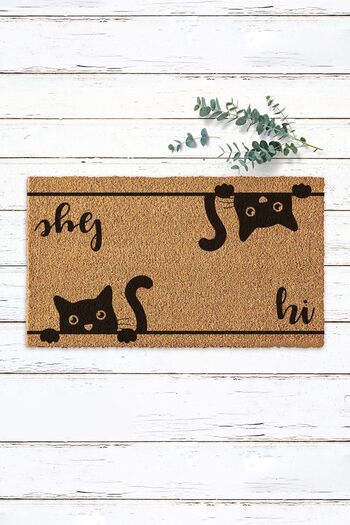Paspas Yap Hello Bye Koko Door Mat with Cat Koko Door Mat Entrance Mat Outside Door Mat