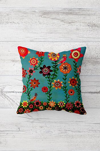 Latibule Mandala Embroidered Floral Pattern - Decorative 4-Piece Throw Pillow Cover Runner Set