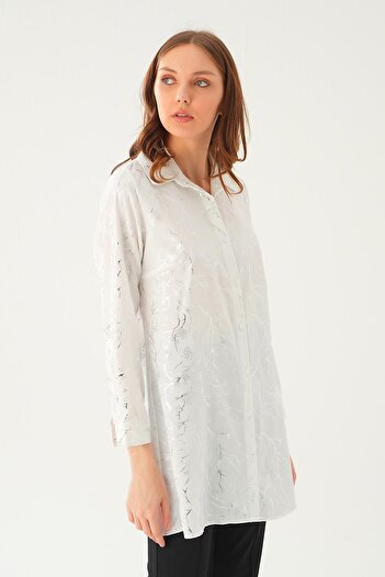 Rays 4233A Model PAtterned White CAsuAl Tunic