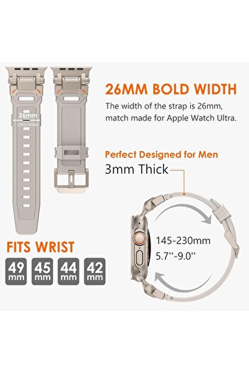 Nezih Case Apple Watch Ultra / Ultra 2 49mm Compatible Custom Made Titanium Sport Band with Link Attachment