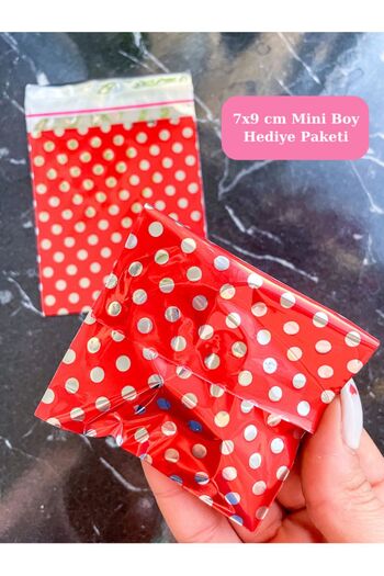 Hayal.kirtasiyesi 7X9 cm 50 Pieces Shiny Metallized Red Jewelry Gift Package - Mother's Day Gift Bag