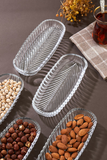EMBazaar 6 Pieces Glass Breakfast & Snack Plate Fruit Oval Plate