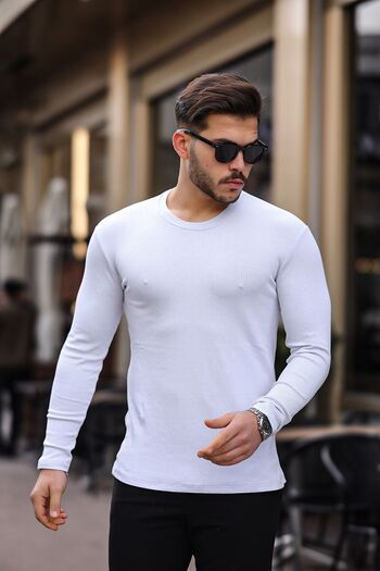 comstar Ανδρικό λαιμόκοψη Jacquard Seasonal Tight White Sweat