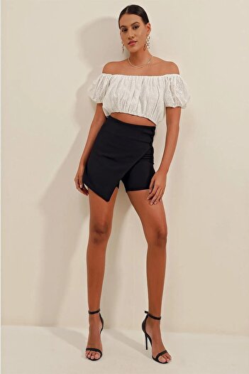 comstar Women's High Waist Summer Basic Black Mini Shorts Skirt