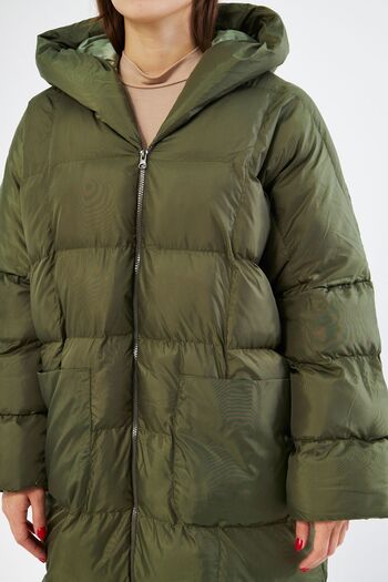 comstar Women's Black Hooded Long Oversize Puffer Coat